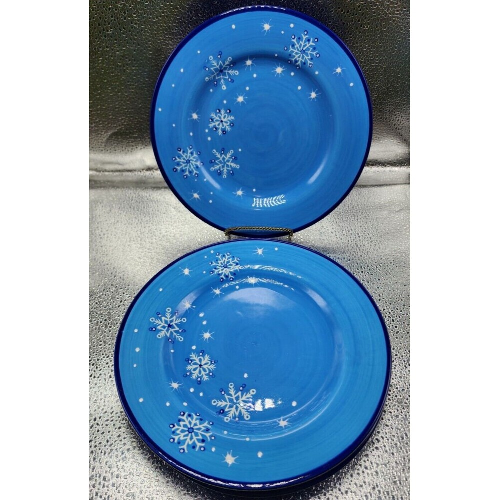 Pfaltzgraff Ice Crystals  Holiday/Winter Snowflakes Salad Plates (Set of Four) - Picture 2 of 16